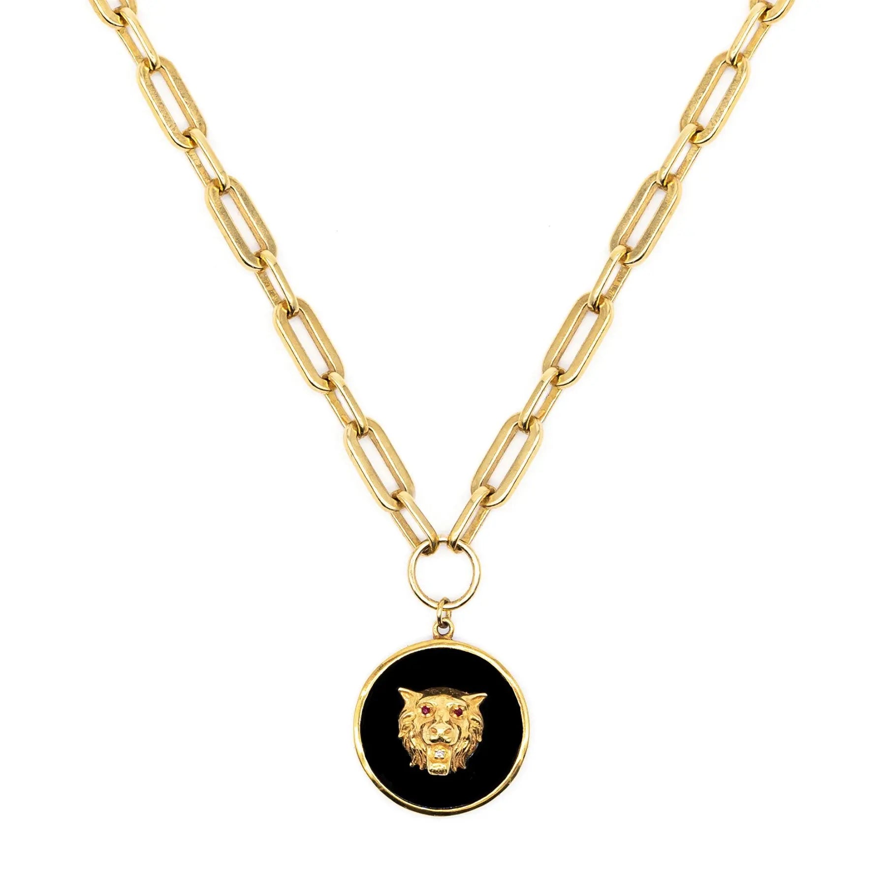 Diamond & Ruby Lion Necklace