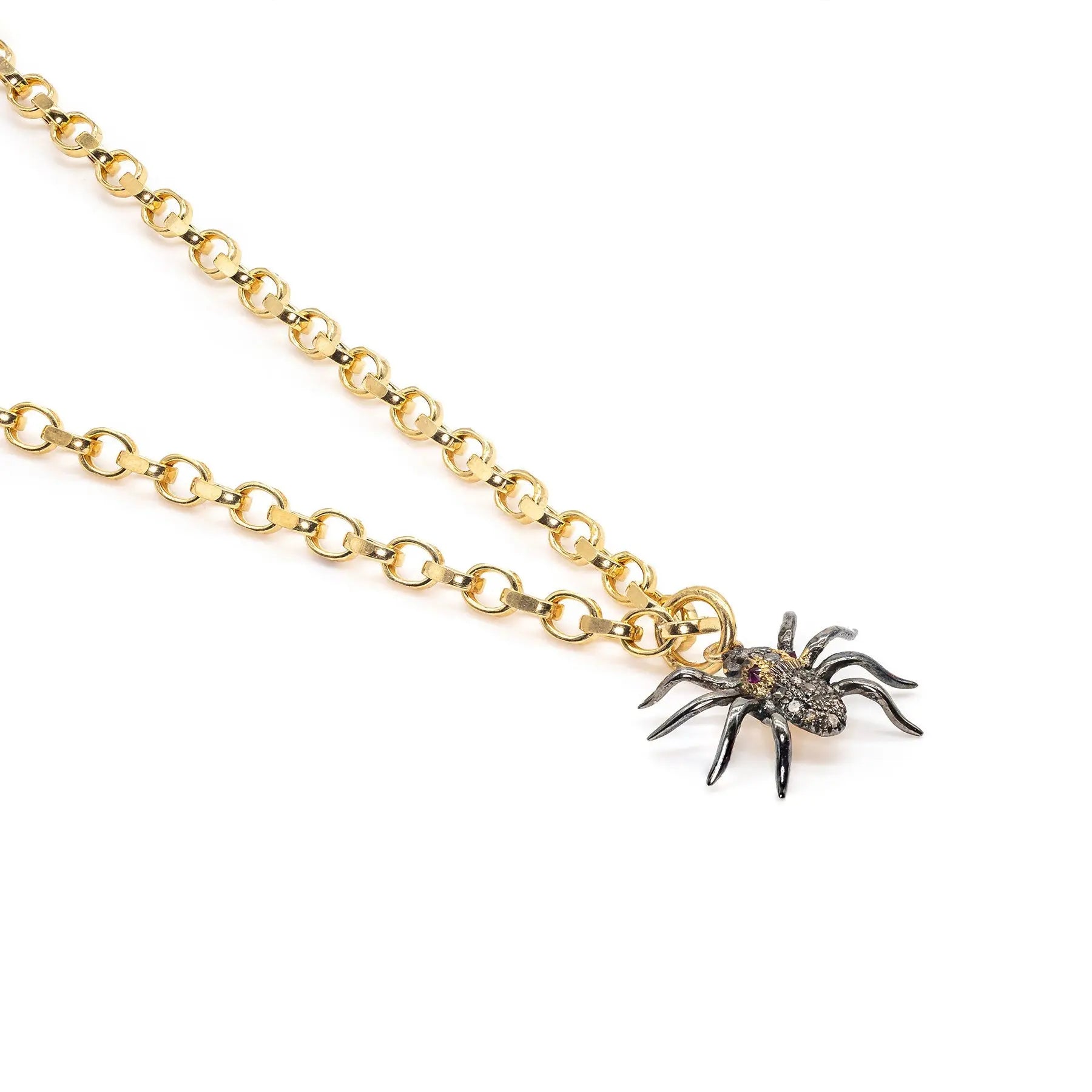 Diamond & Ruby Spider Necklace