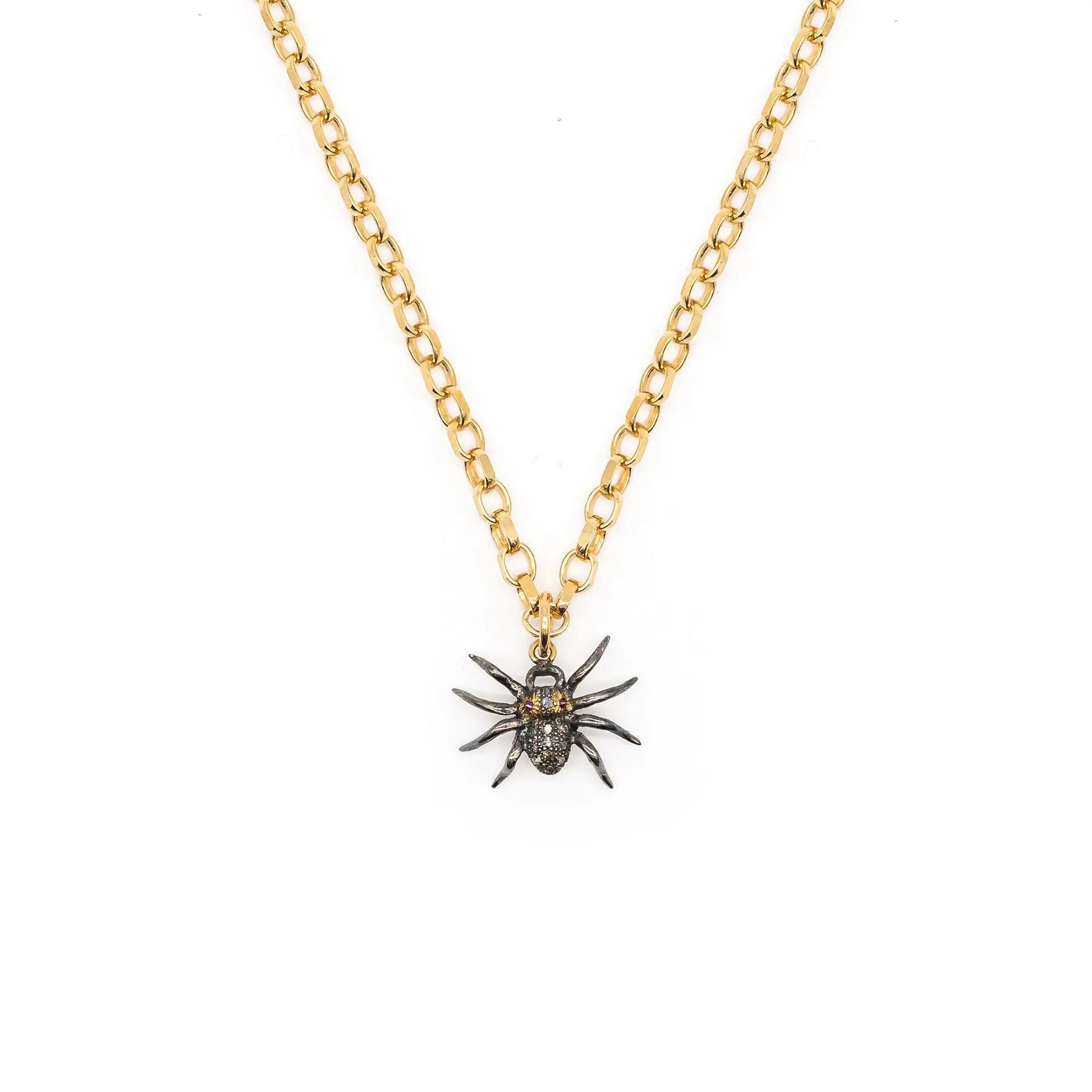 Diamond & Ruby Spider Necklace