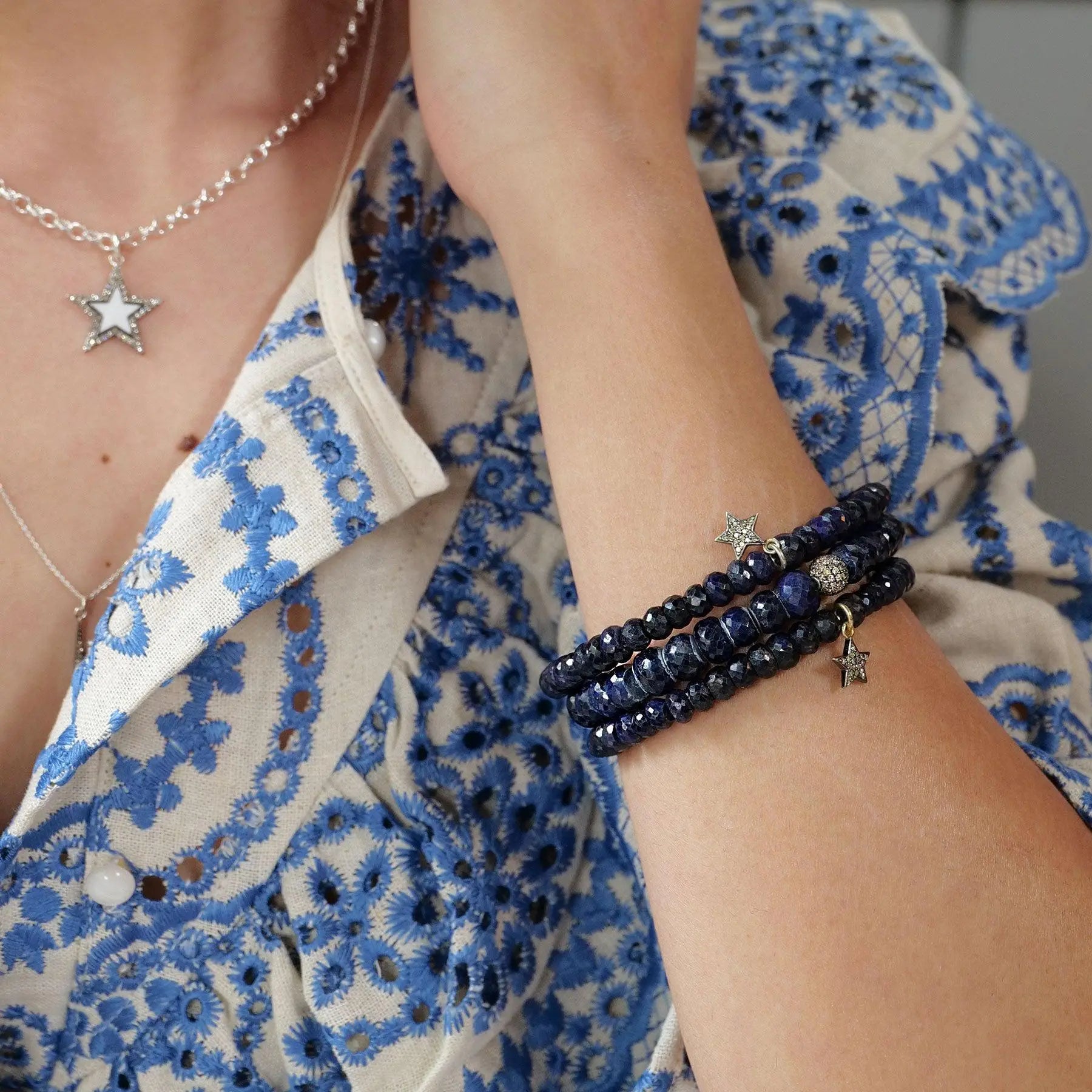 Diamond & Sapphire Bead Bracelet