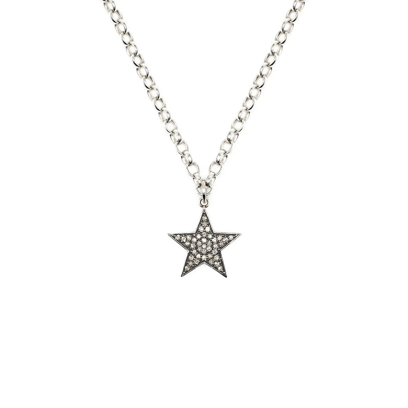 Diamond & Silver Chunky Star Necklace