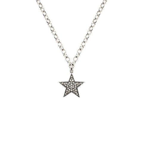 Diamond & Silver Chunky Star Necklace