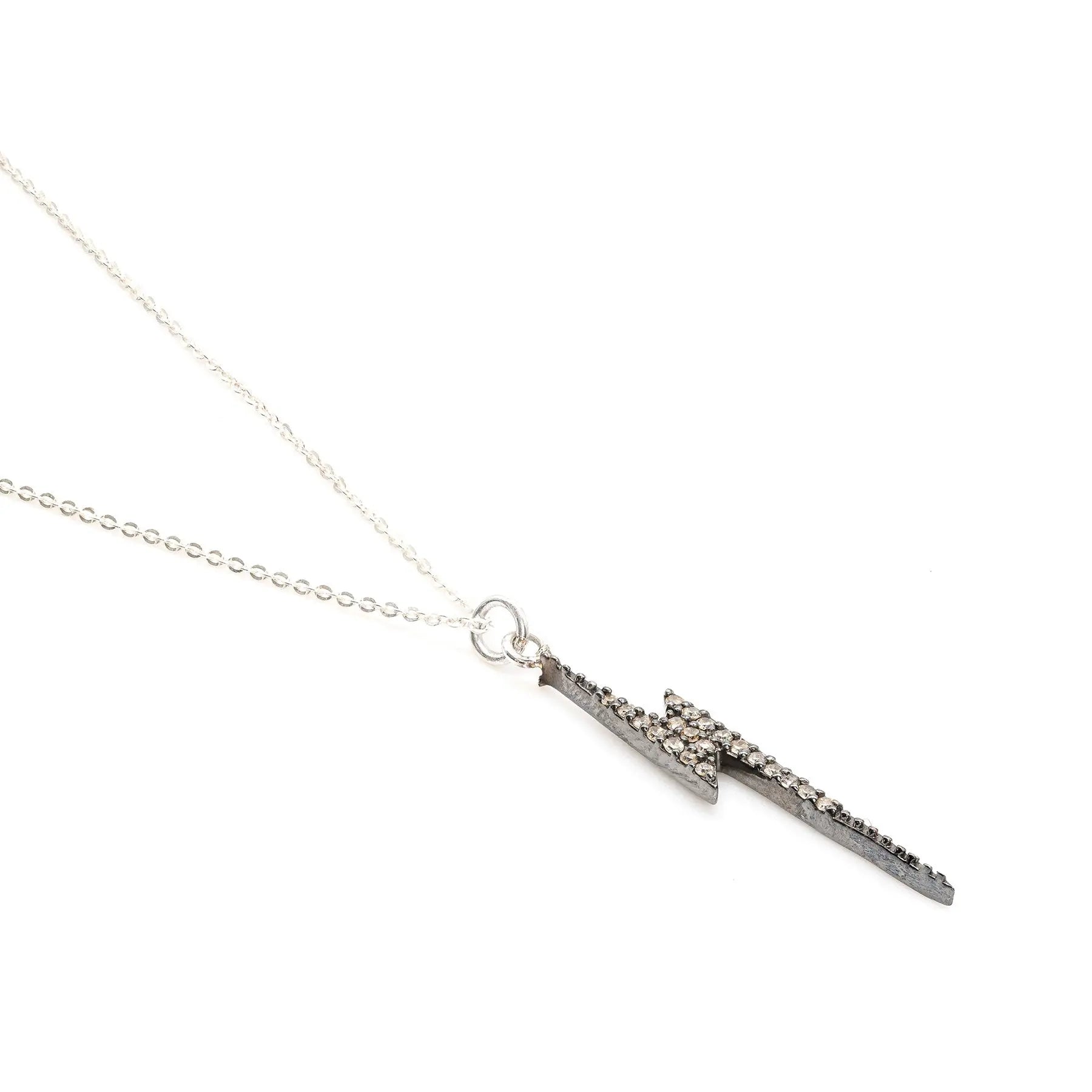 Diamond & Silver Lightning Bolt Necklace