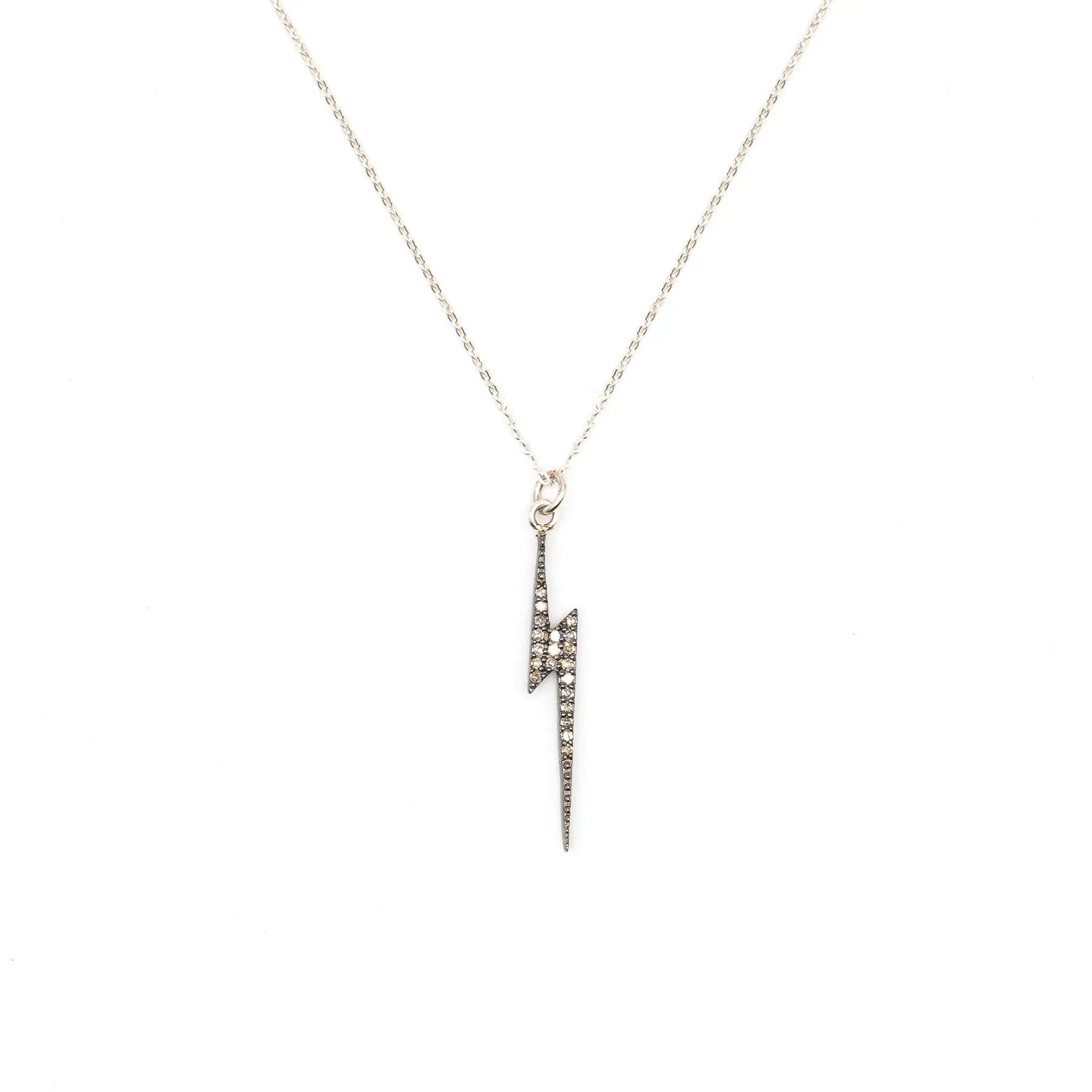 Diamond & Silver Lightning Bolt Necklace