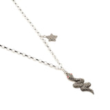 Diamond & Silver Snake & Double-Sided Star Necklace