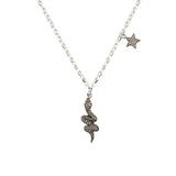 Diamond & Silver Snake & Double-Sided Star Necklace