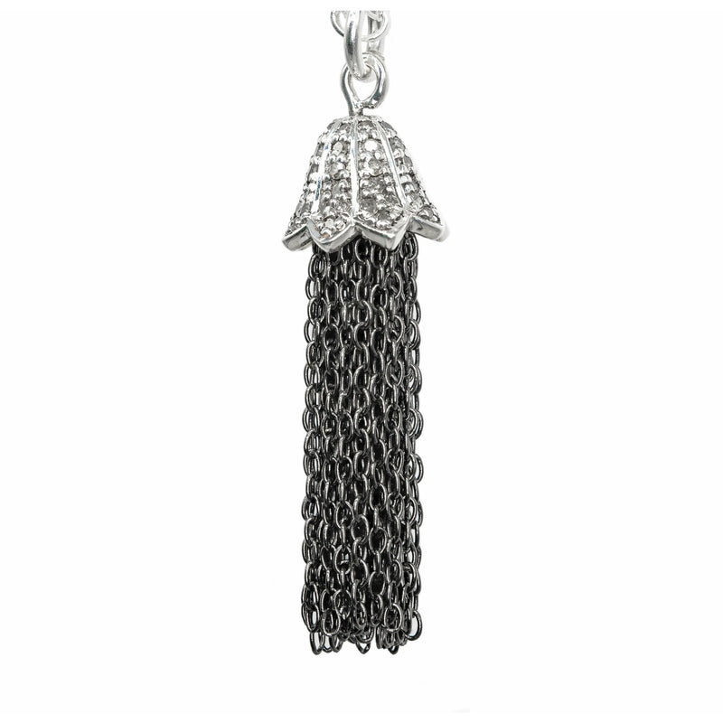 Diamond & Silver Tassel Necklace