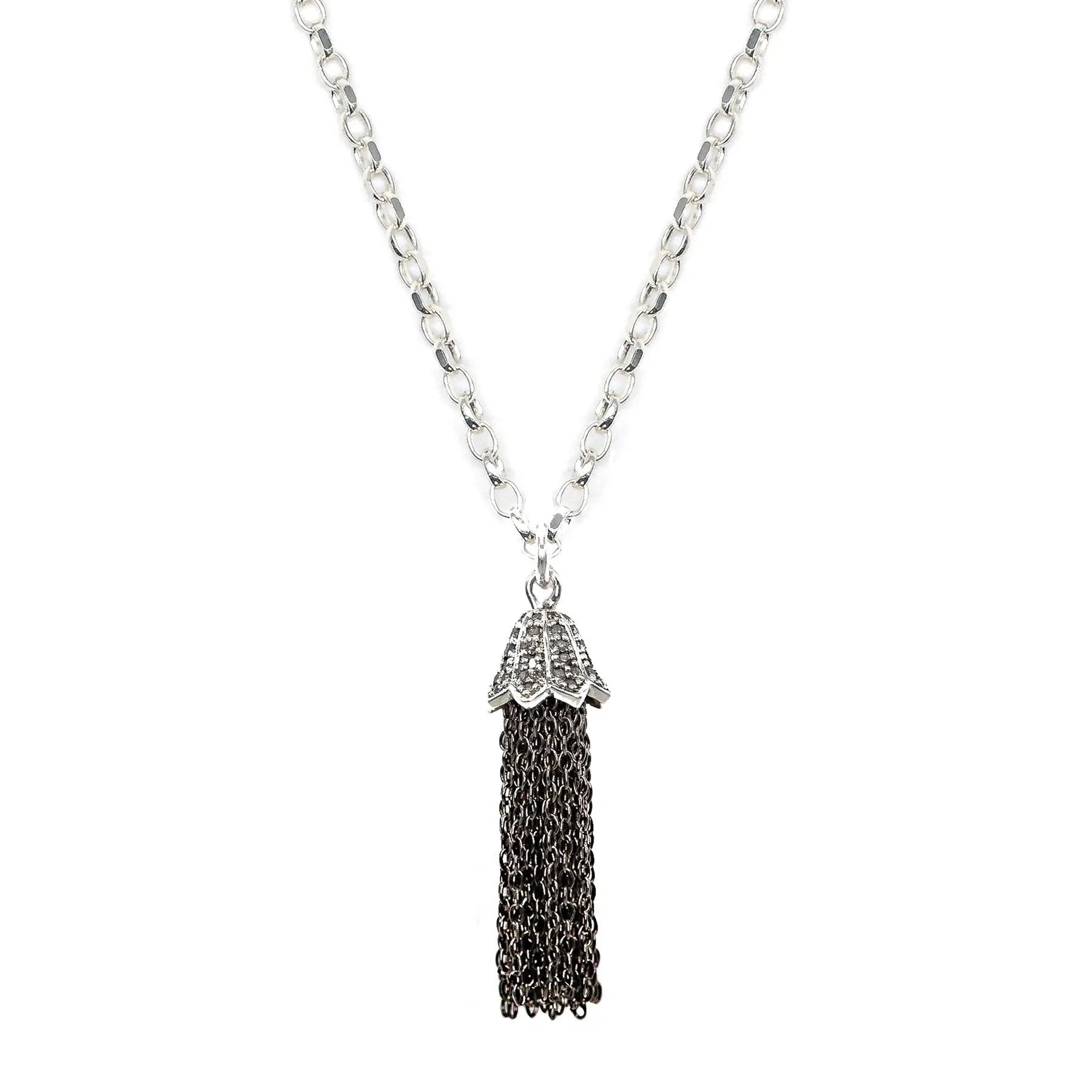 Diamond & Silver Tassel Necklace