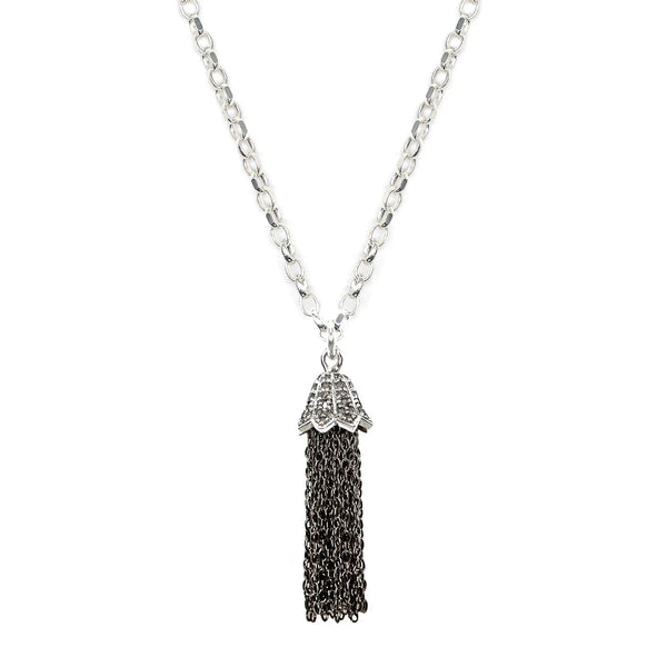 Diamond & Silver Tassel Necklace
