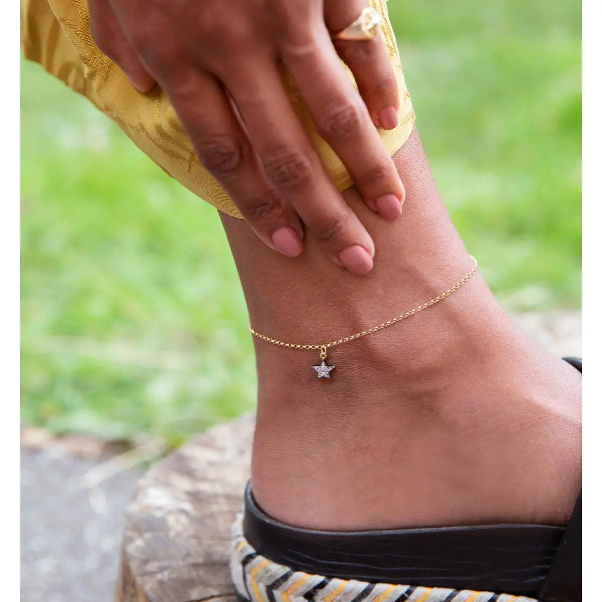 Diamond Star & Gold Anklet