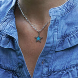 Diamond & Turquoise Enamel Chunky Star Necklace