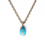 Diamond & Turquoise Enamel Egg Necklace