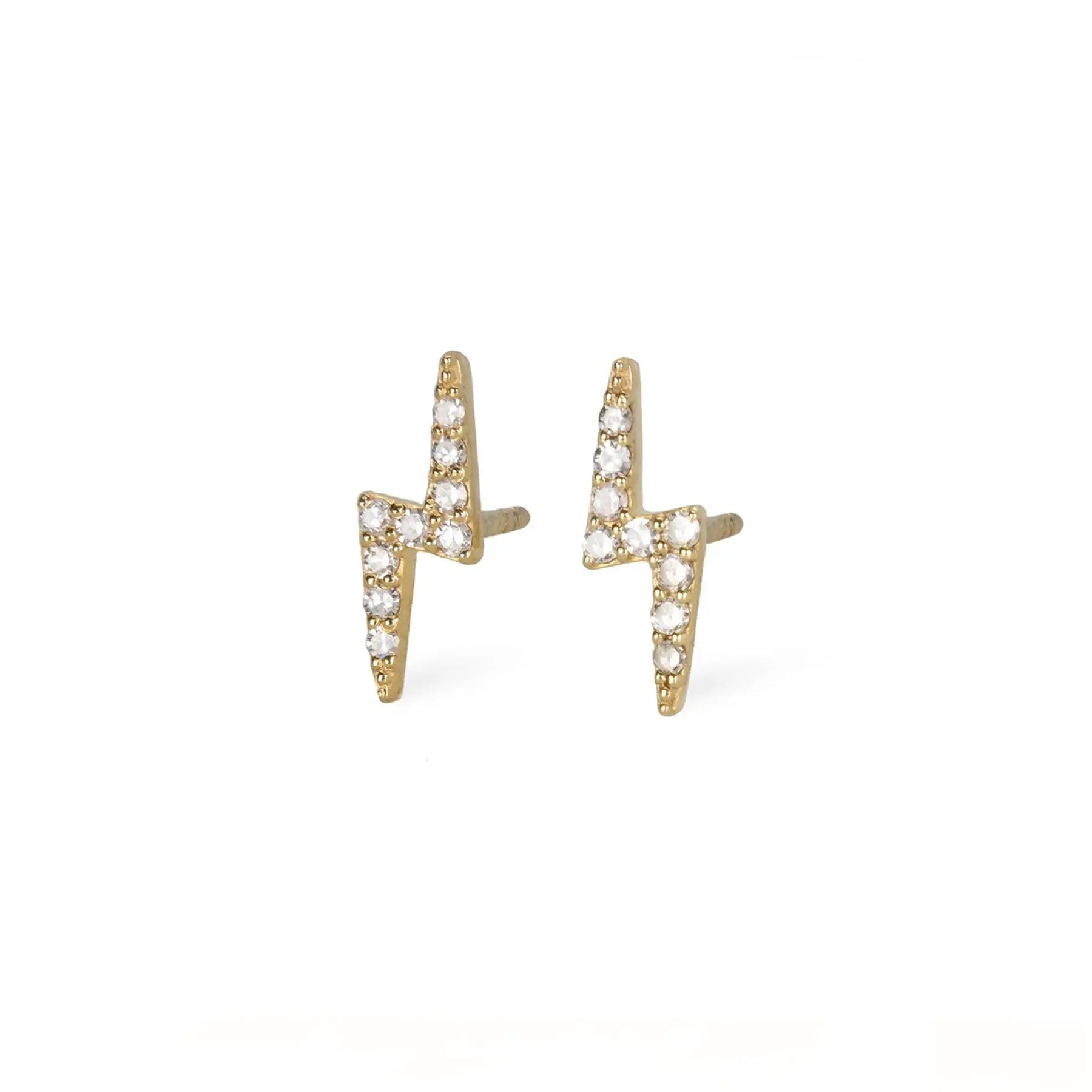 Diamond & Yellow Gold Lightning Bolt Studs