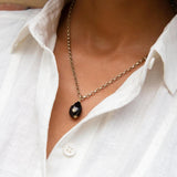 Diamond & Black Enamel Egg Necklace