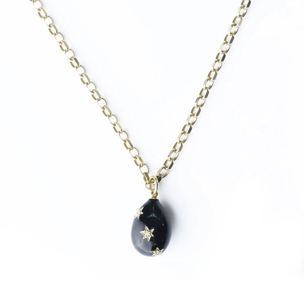 Diamond & Black Enamel Egg Necklace