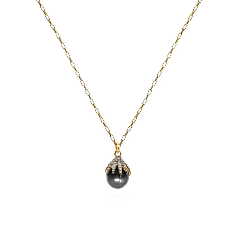 Diamond Claw & Hematite Necklace