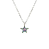 Rainbow Sapphire & Silver Chunky Star Necklace