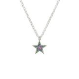 Rainbow Sapphire & Silver Chunky Star Necklace