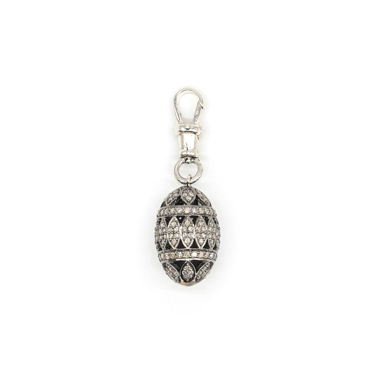 Silver Pavé Diamond Egg Pendant