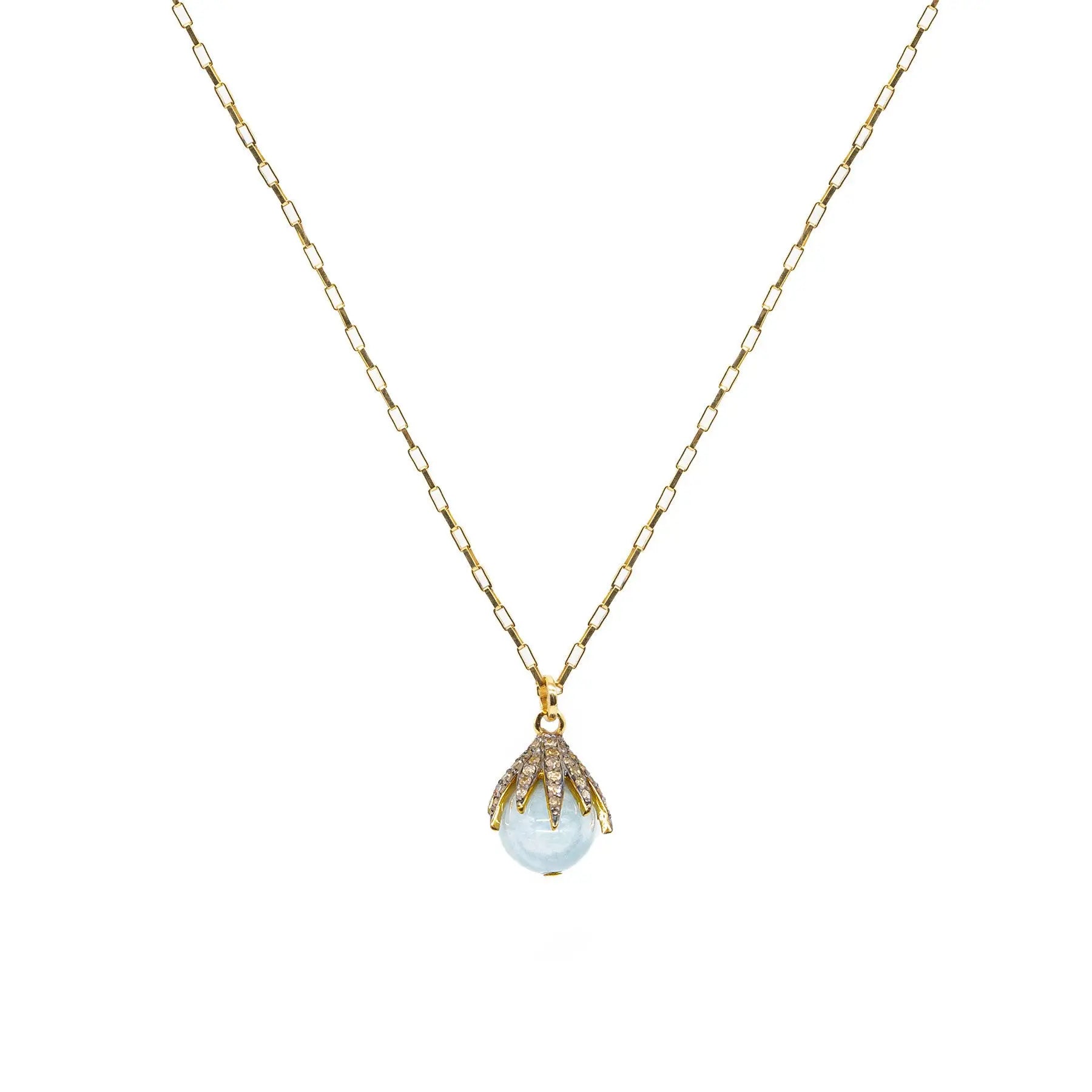 Diamond Claw & Aquamarine Necklace