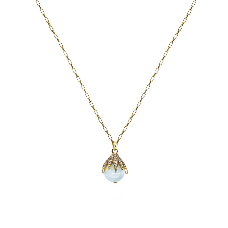 Diamond Claw & Aquamarine Necklace