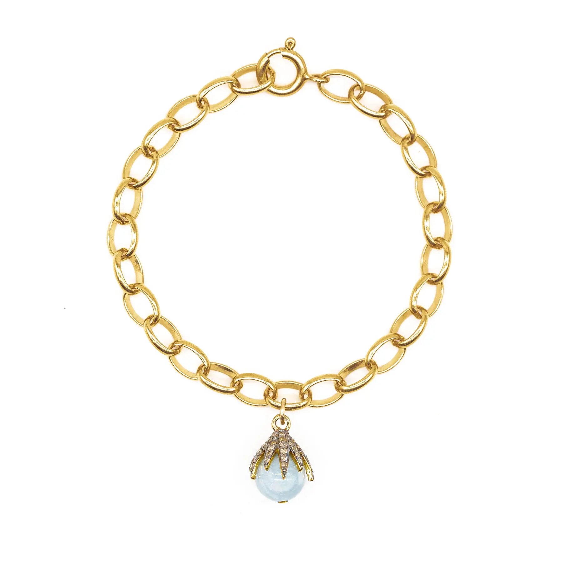Diamond Claw & Aquamarine Bracelet
