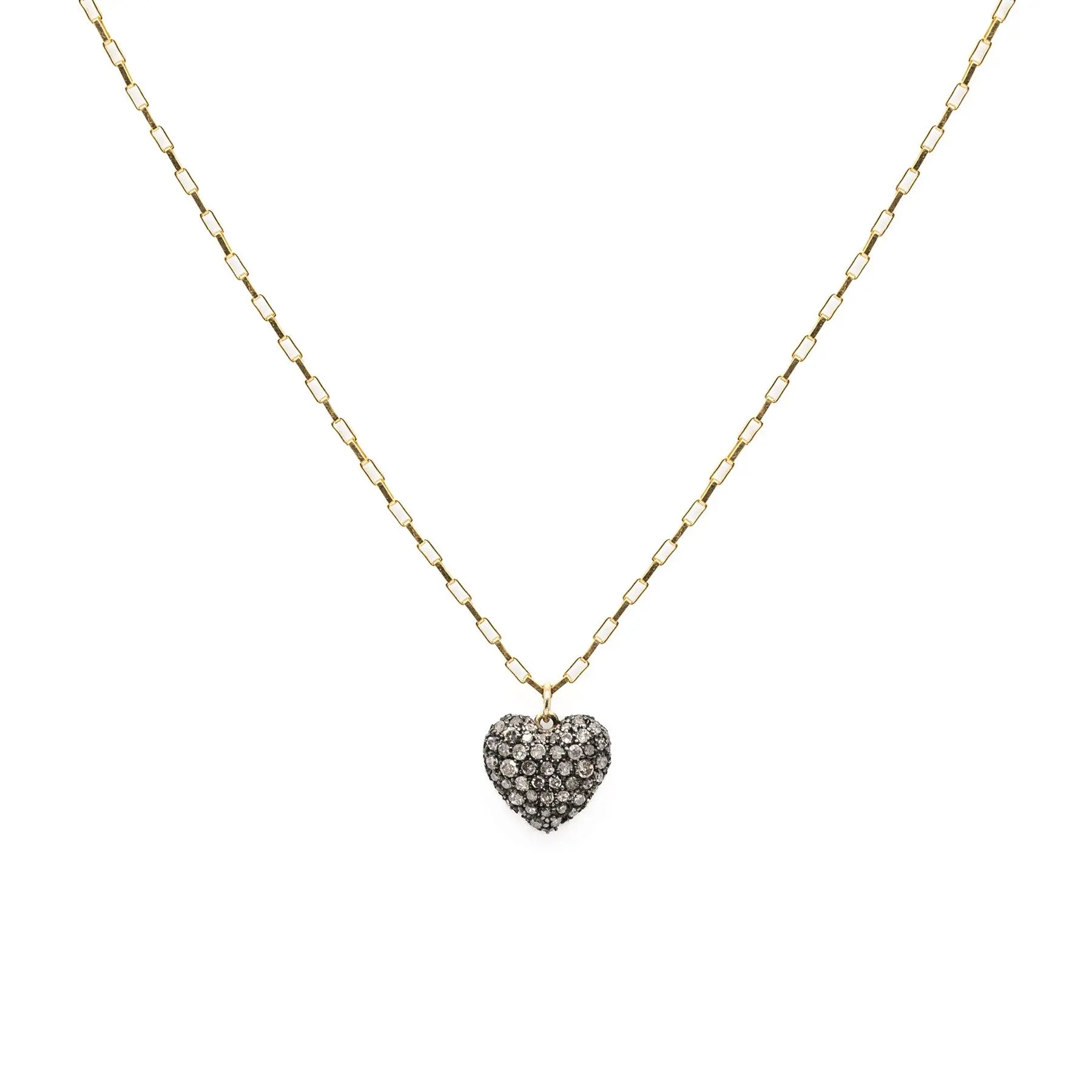 Diamond Cushion Heart Link Necklace