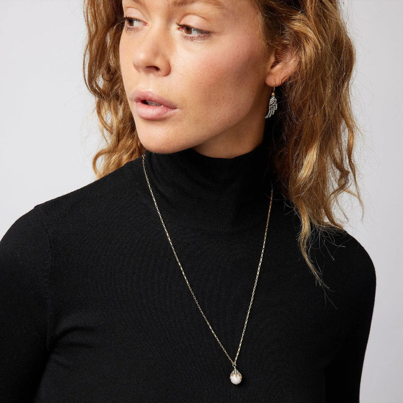 Diamond Claw & Pink Opal Necklace