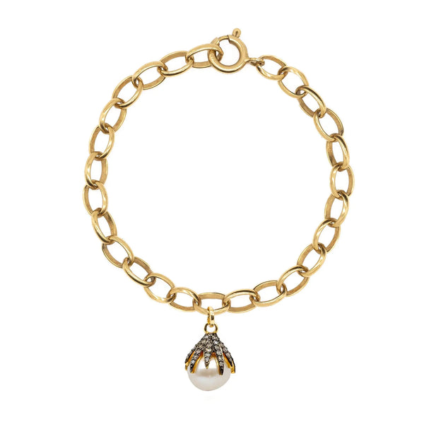 Diamond Claw & Pearl Drop Bracelet