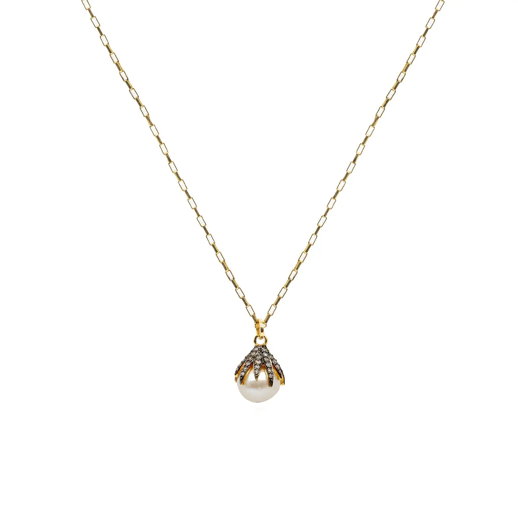 Diamond Claw & Pearl Necklace