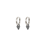 Tiny Diamond & Silver Charm Huggie Hoops