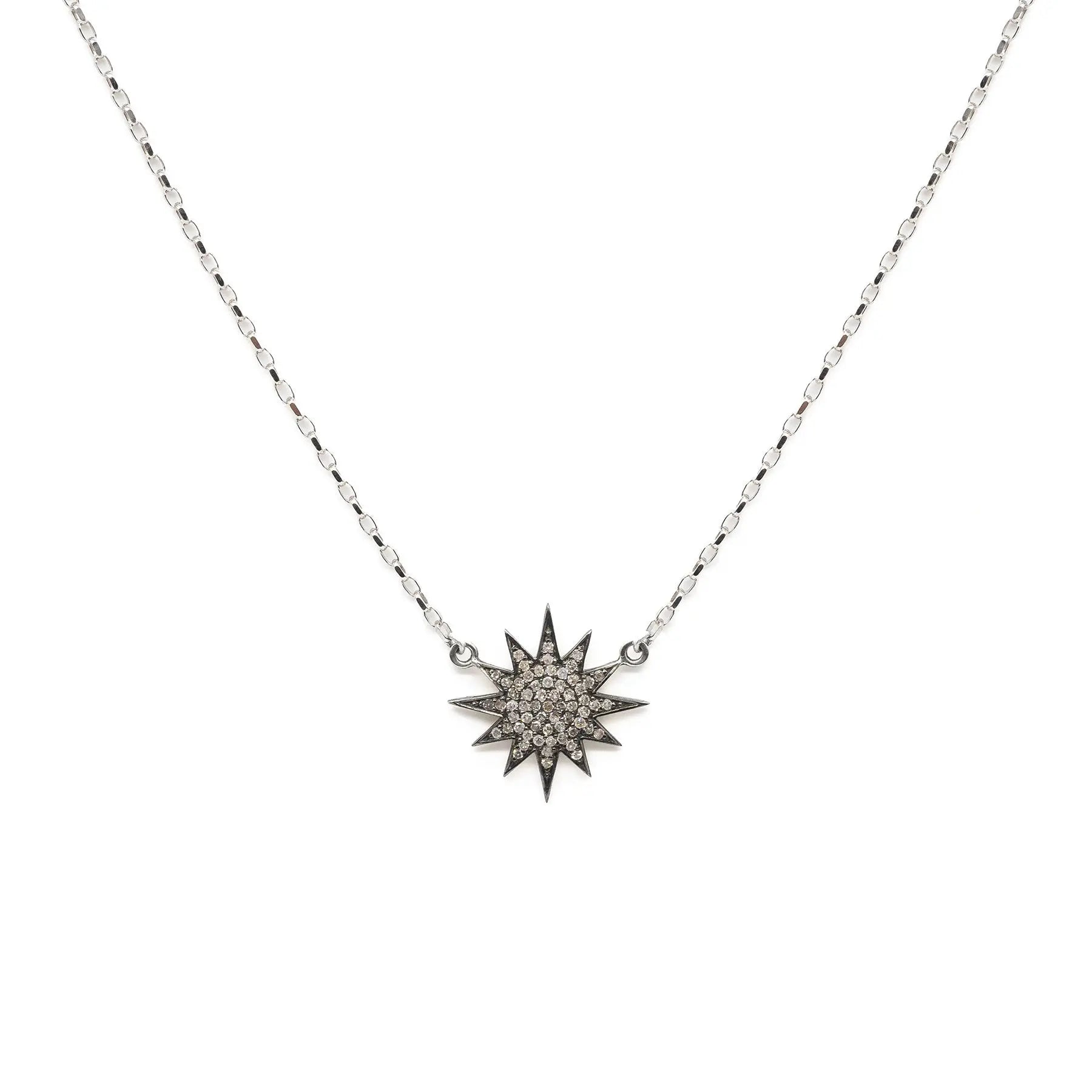 Diamond and White Gold Starburst Necklace - Main Image